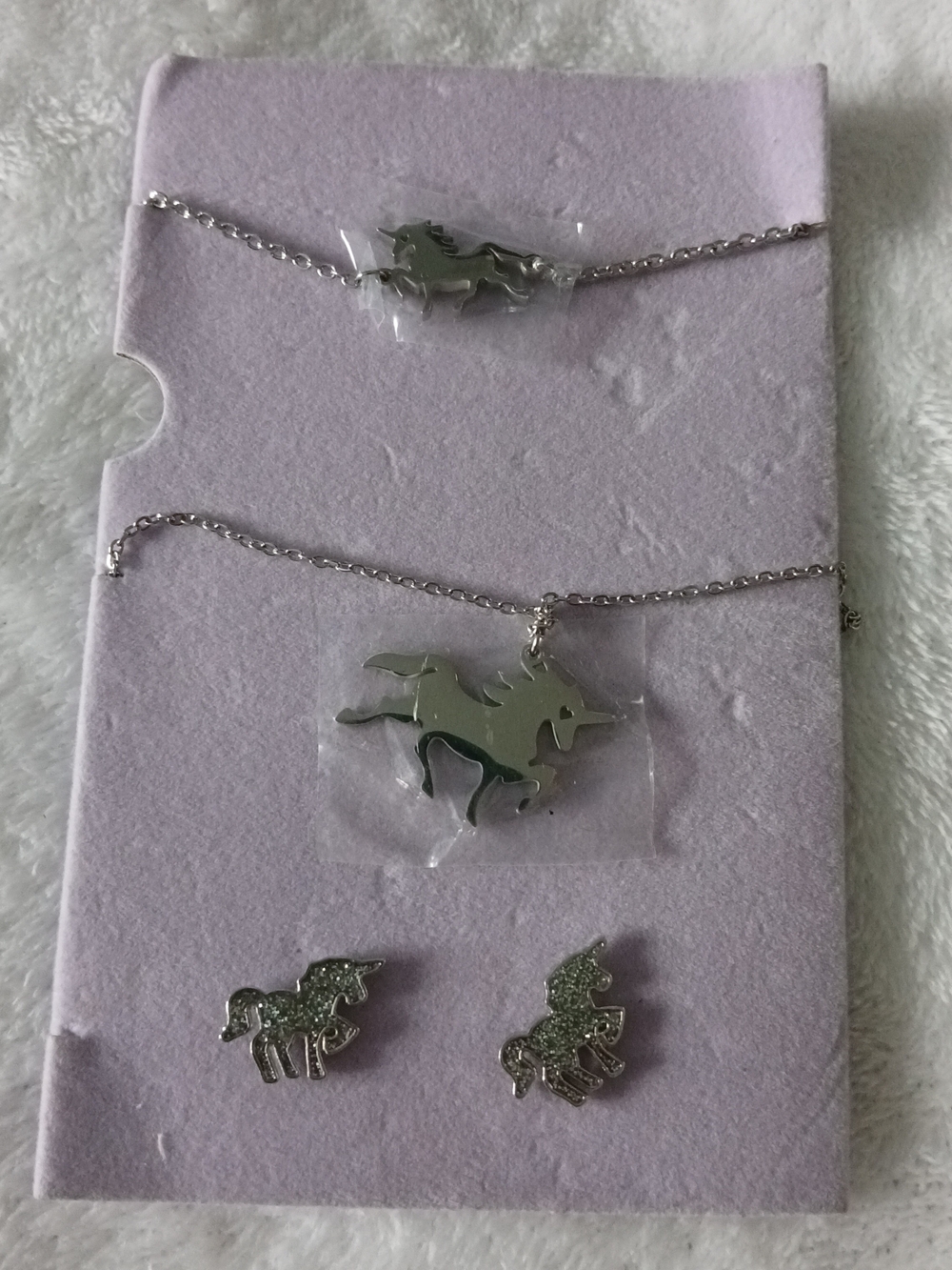 Unicorn Jewelry Set - Necklace & Bracelet & Stud Sparkle CZ Earrings NWT